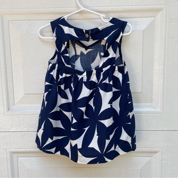 NWT 3T Old Navy top blouse peekaboo back navy and white print - Picture 9 of 10